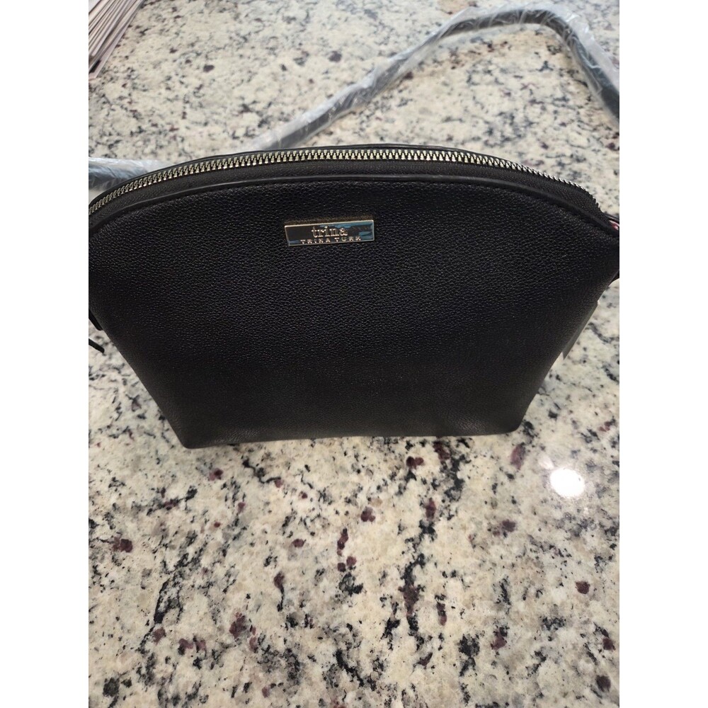 NWT Trina Turk Black Pebbled Vegan Leather Dome Crossbody Bag Purse MSRP $48